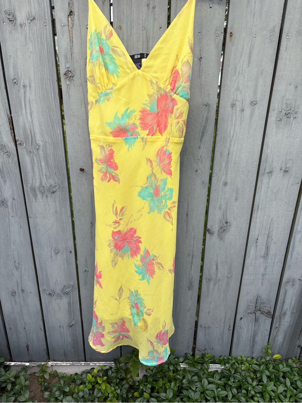 Vibrant Yellow Floral Maxi Slip Dress